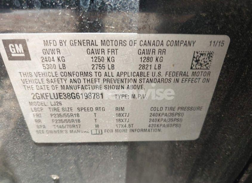 Photo 9 of 2016 Gmc Terrain SLT (VIN 2GKFLUE38G6198781)