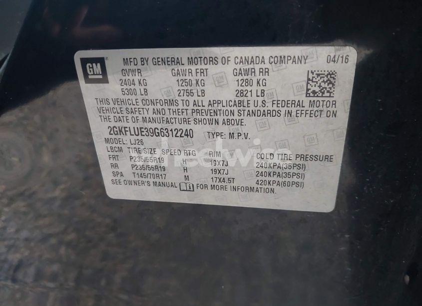 Photo 9 of 2016 Gmc Terrain SLT (VIN 2GKFLUE39G6312240)