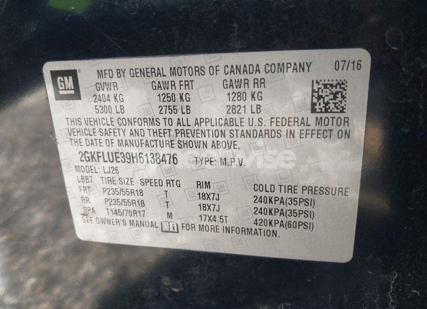Photo 9 of 2017 Gmc Terrain SLT (VIN 2GKFLUE39H6138476)