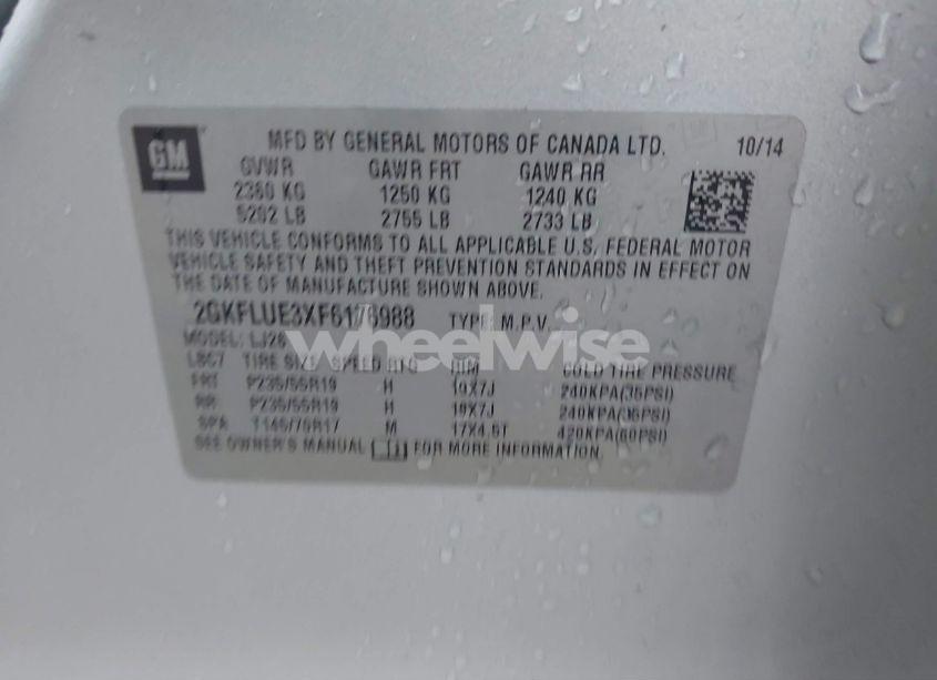 Photo 9 of 2015 Gmc Terrain DENALI (VIN 2GKFLUE3XF6176988)