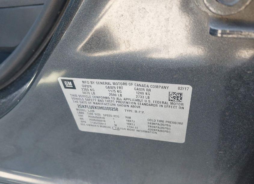 Photo 9 of 2017 Gmc Terrain SLT (VIN 2GKFLUEK0H6300258)