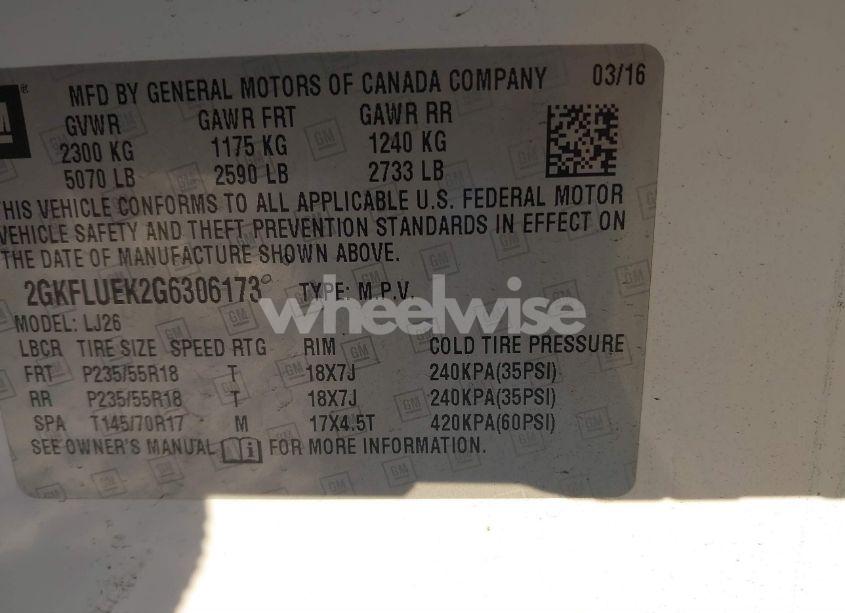 Photo 9 of 2016 Gmc Terrain SLT (VIN 2GKFLUEK2G6306173)