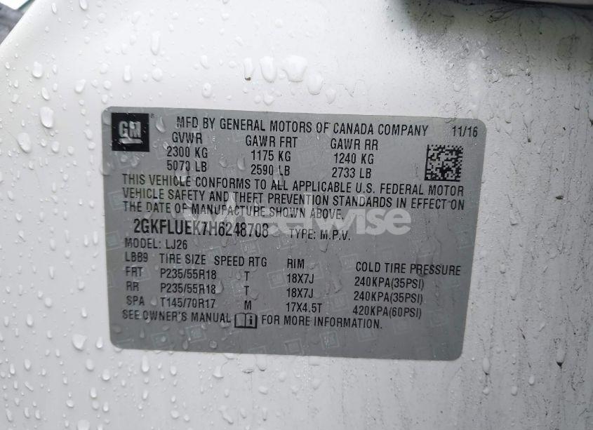 Photo 9 of 2017 Gmc Terrain SLT (VIN 2GKFLUEK7H6248708)