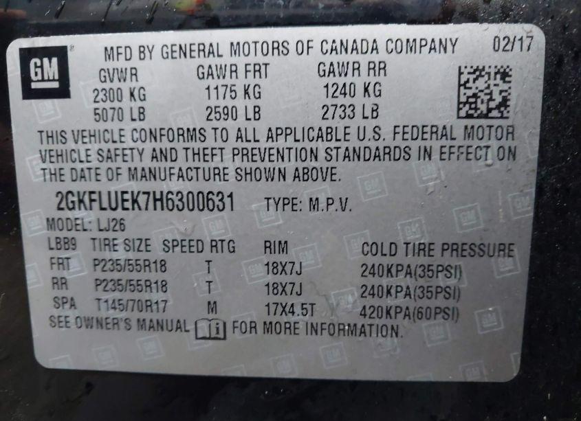 Photo 9 of 2017 Gmc Terrain SLT (VIN 2GKFLUEK7H6300631)