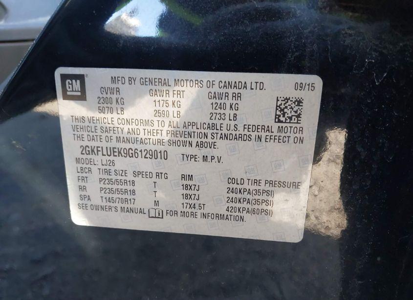 Photo 9 of 2016 Gmc Terrain SLT (VIN 2GKFLUEK9G6129010)