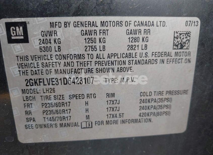 Photo 9 of 2013 Gmc Terrain SLT-1 (VIN 2GKFLVE31D6423107)