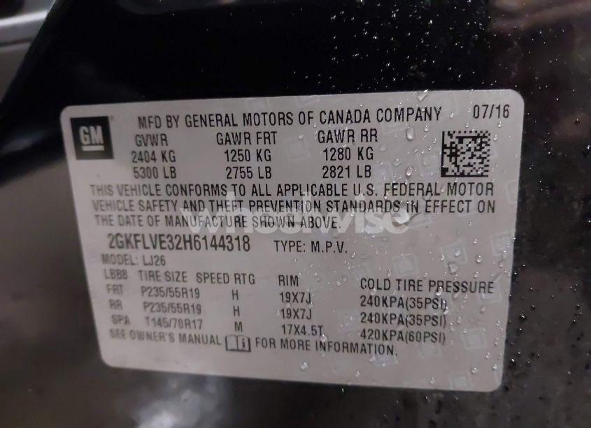 Photo 9 of 2017 Gmc Terrain DENALI (VIN 2GKFLVE32H6144318)