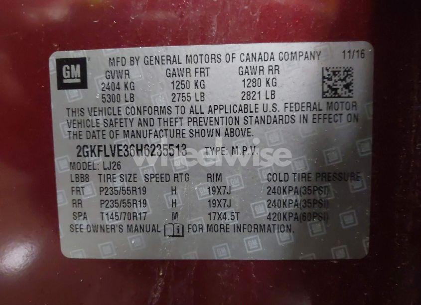 Photo 9 of 2017 Gmc Terrain DENALI (VIN 2GKFLVE36H6235513)