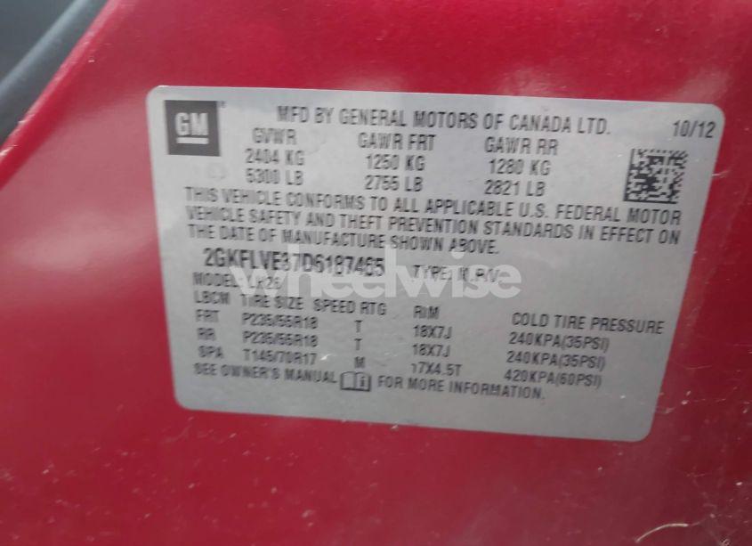 Photo 9 of 2013 Gmc Terrain SLT-1 (VIN 2GKFLVE37D6187465)