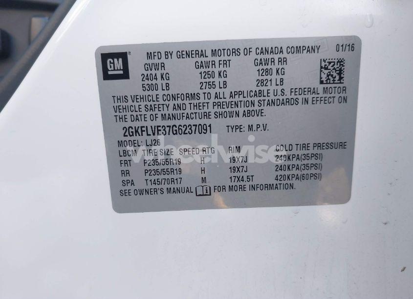 Photo 9 of 2016 Gmc Terrain DENALI (VIN 2GKFLVE37G6237091)