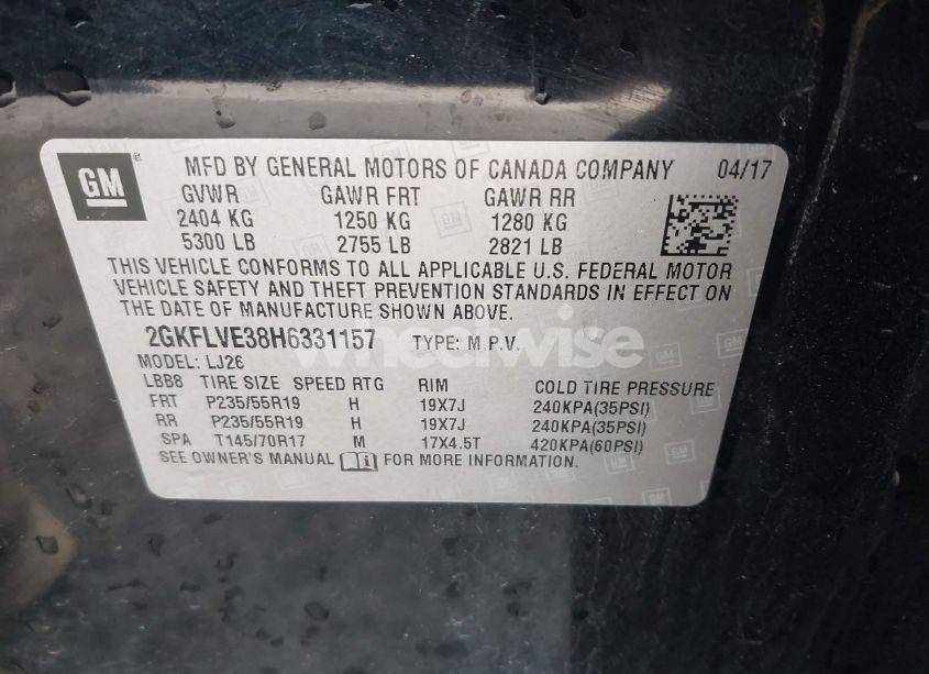 Photo 9 of 2017 Gmc Terrain DENALI (VIN 2GKFLVE38H6331157)