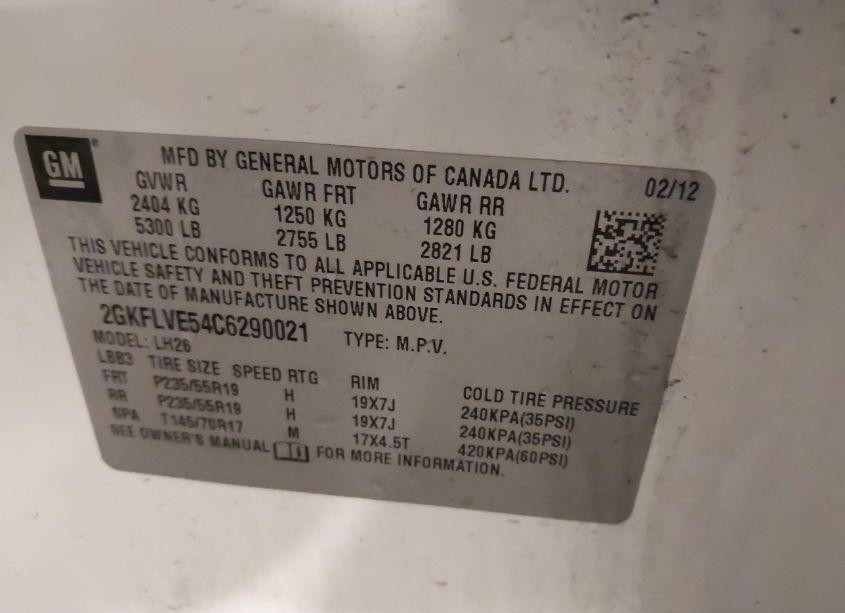 Photo 9 of 2012 Gmc Terrain SLT-1 (VIN 2GKFLVE54C6290021)