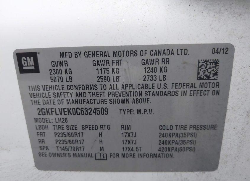 Photo 9 of 2012 Gmc Terrain SLT-1 (VIN 2GKFLVEK0C6324509)