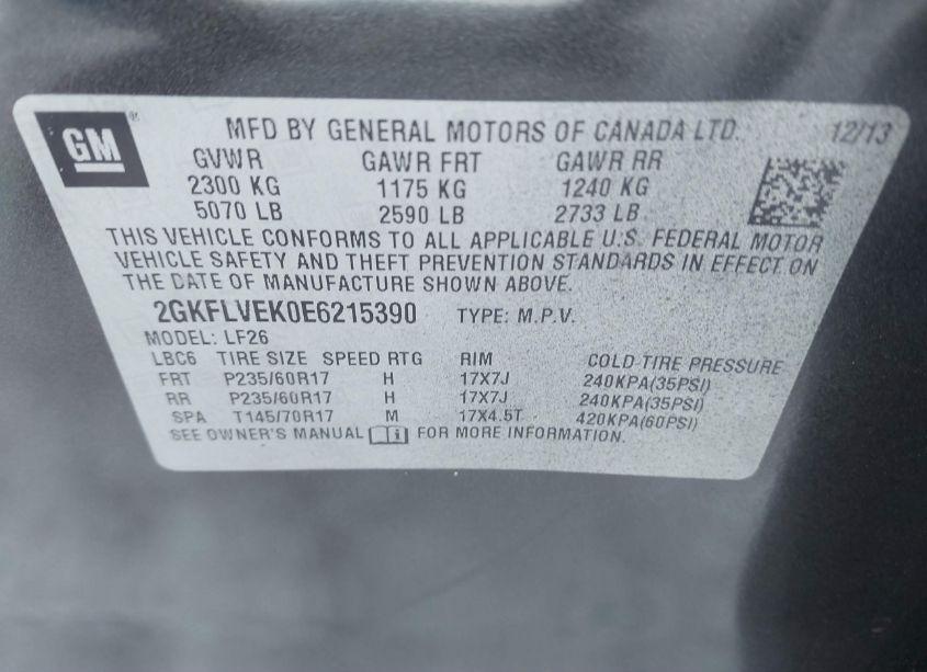 Photo 9 of 2014 Gmc Terrain SLE-1 (VIN 2GKFLVEK0E6215390)