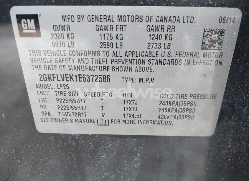 Photo 9 of 2014 Gmc Terrain SLE-1 (VIN 2GKFLVEK1E6372586)