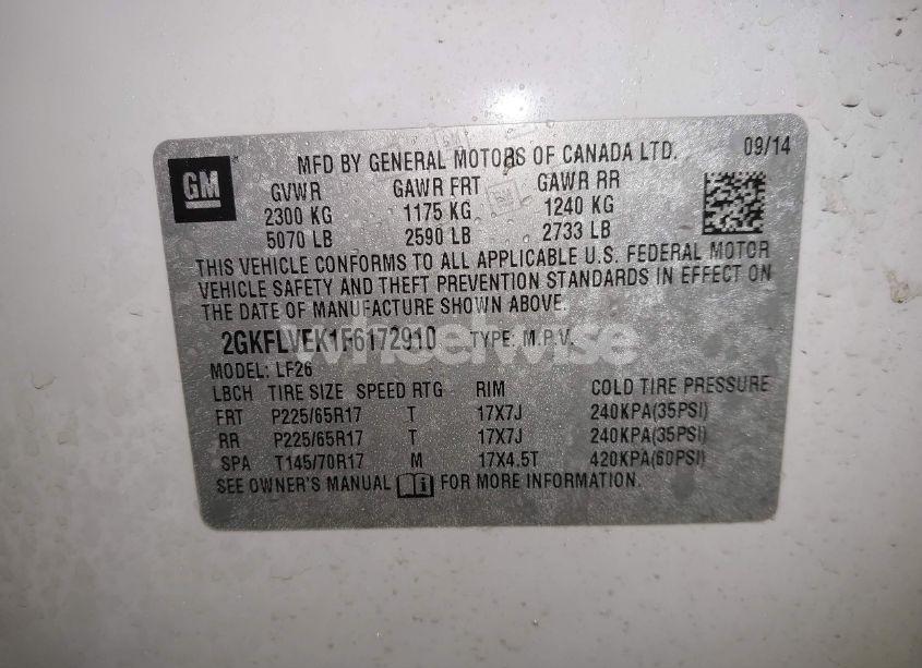 Photo 9 of 2015 Gmc Terrain SLE-1 (VIN 2GKFLVEK1F6172910)