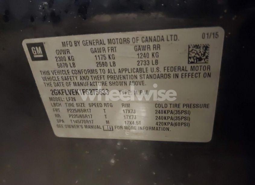 Photo 9 of 2015 Gmc Terrain SLE-1 (VIN 2GKFLVEK1F6275633)