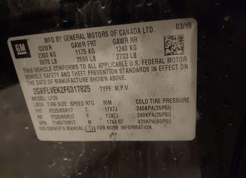 Photo 9 of 2015 Gmc Terrain SLE-1 (VIN 2GKFLVEK2F6317825)