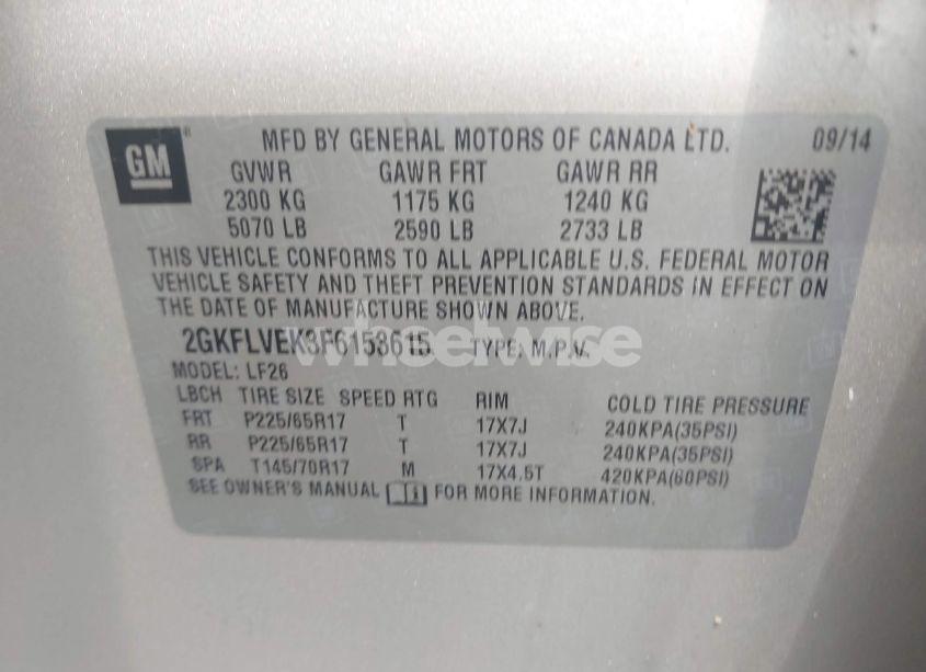 Photo 9 of 2015 Gmc Terrain SLE-1 (VIN 2GKFLVEK3F6153615)