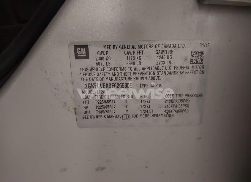 Photo 9 of 2015 Gmc Terrain SLE-1 (VIN 2GKFLVEK3F6265959)