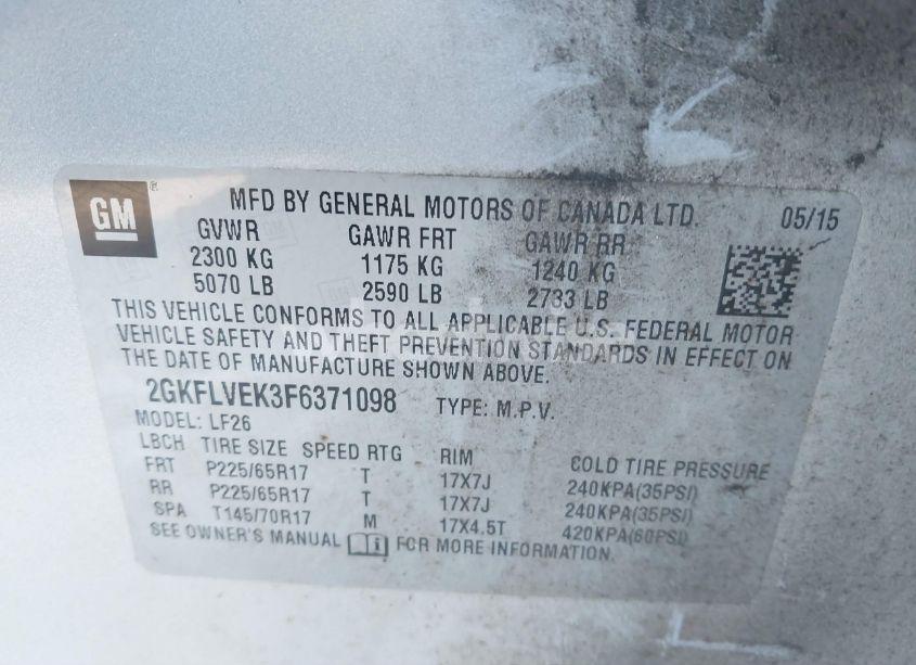 Photo 9 of 2015 Gmc Terrain SLE-1 (VIN 2GKFLVEK3F6371098)