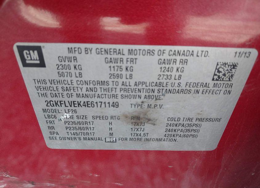 Photo 9 of 2014 Gmc Terrain SLE-1 (VIN 2GKFLVEK4E6171149)