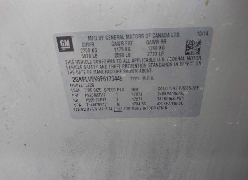 Photo 9 of 2015 Gmc Terrain SLE-1 (VIN 2GKFLVEK6F6176449)