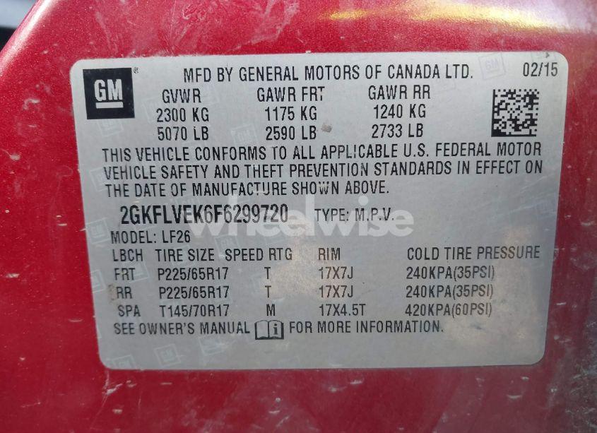 Photo 9 of 2015 Gmc Terrain SLE-1 (VIN 2GKFLVEK6F6299720)