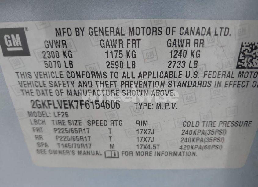 Photo 9 of 2015 Gmc Terrain SLE-1 (VIN 2GKFLVEK7F6154606)