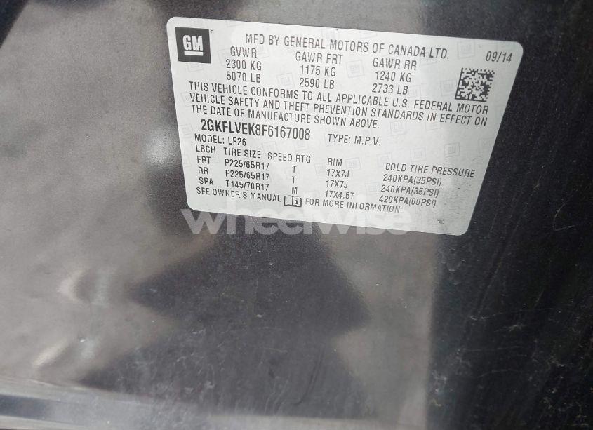 Photo 9 of 2015 Gmc Terrain SLE-1 (VIN 2GKFLVEK8F6167008)