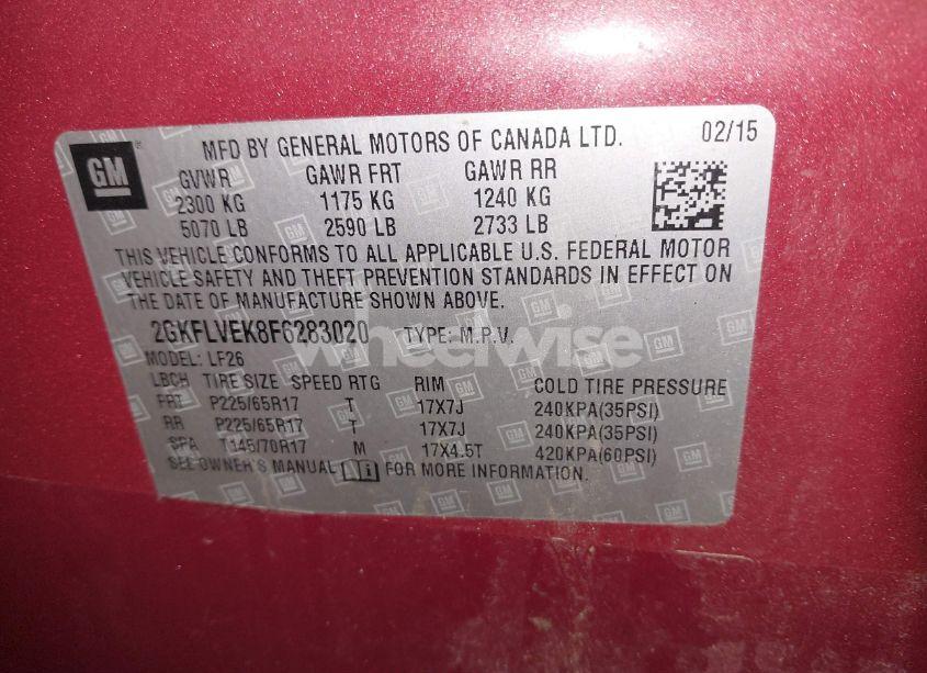 Photo 9 of 2015 Gmc Terrain SLE-1 (VIN 2GKFLVEK8F6283020)