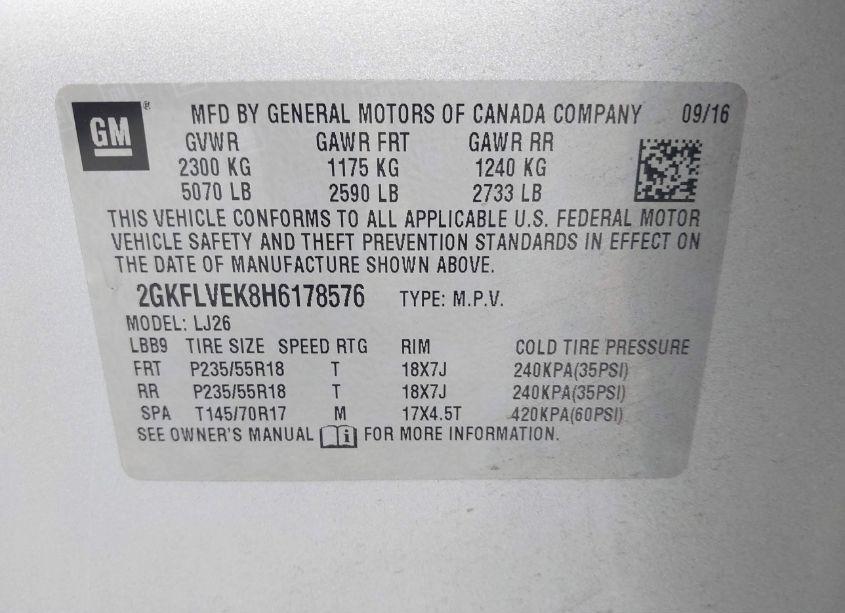 Photo 9 of 2017 Gmc Terrain DENALI (VIN 2GKFLVEK8H6178576)