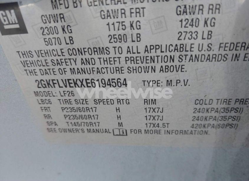 Photo 9 of 2014 Gmc Terrain SLE-1 (VIN 2GKFLVEKXE6194564)