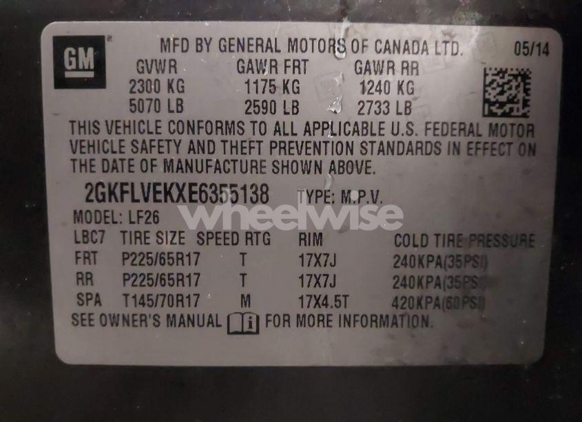 Photo 9 of 2014 Gmc Terrain SLE-1 (VIN 2GKFLVEKXE6355138)