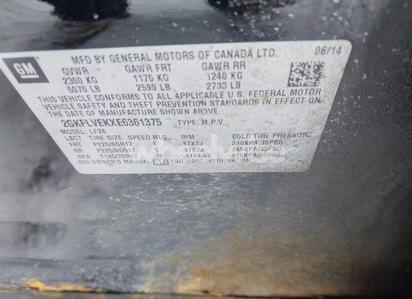 Photo 9 of 2014 Gmc Terrain SLE-1 (VIN 2GKFLVEKXE6361375)