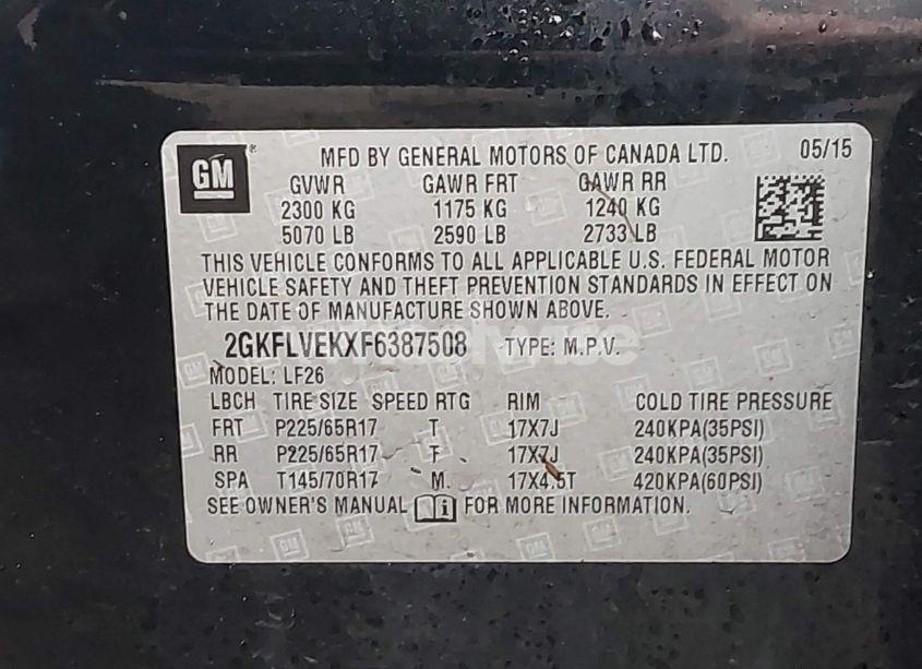 Photo 9 of 2015 Gmc Terrain SLE-1 (VIN 2GKFLVEKXF6387508)