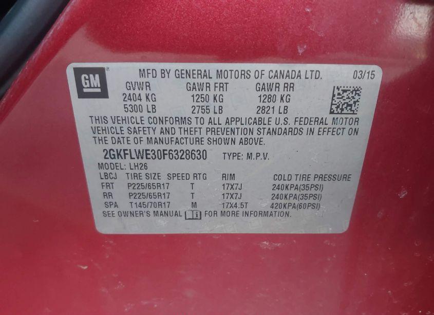 Photo 9 of 2015 Gmc Terrain SLE-2 (VIN 2GKFLWE30F6328630)