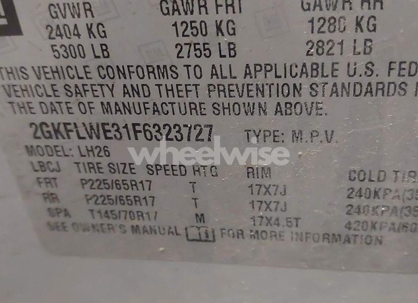 Photo 9 of 2015 Gmc Terrain SLE-2 (VIN 2GKFLWE31F6323727)