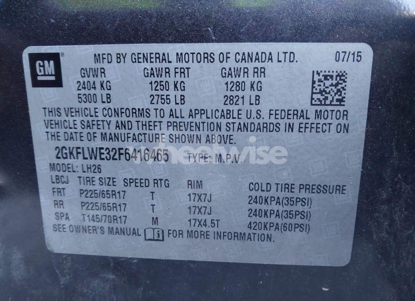 Photo 9 of 2015 Gmc Terrain SLE-2 (VIN 2GKFLWE32F6416465)