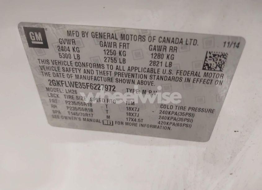 Photo 9 of 2015 Gmc Terrain SLE-2 (VIN 2GKFLWE35F6227972)