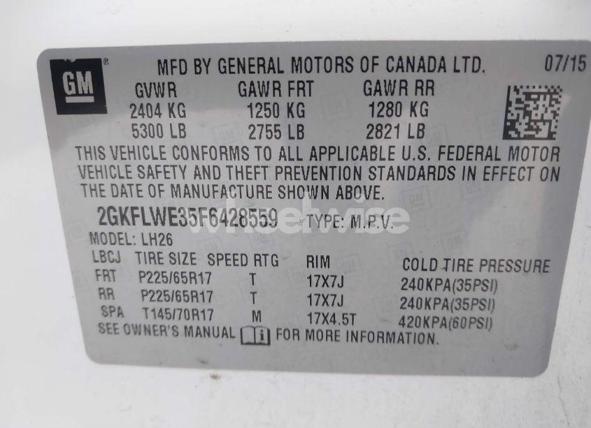 Photo 9 of 2015 Gmc Terrain SLE-2 (VIN 2GKFLWE35F6428559)