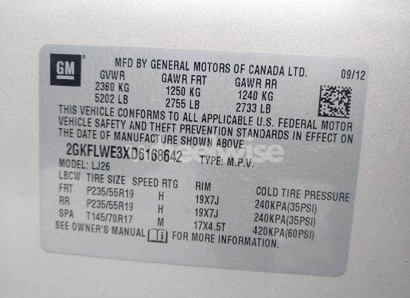 Photo 9 of 2013 Gmc Terrain SLT-2 (VIN 2GKFLWE3XD6168642)