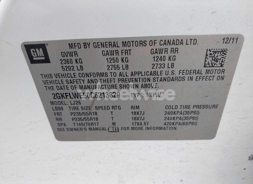 Photo 9 of 2012 Gmc Terrain SLT-2 (VIN 2GKFLWE50C6213829)