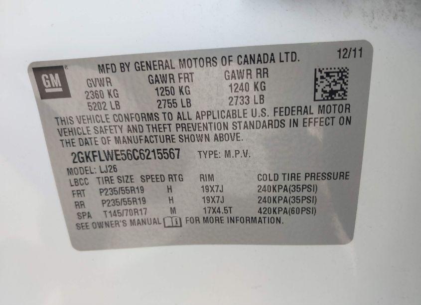 Photo 9 of 2012 Gmc Terrain SLT-2 (VIN 2GKFLWE56C6215567)