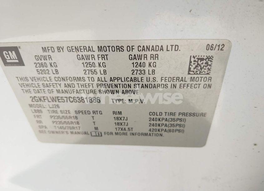 Photo 9 of 2012 Gmc Terrain SLT-2 (VIN 2GKFLWE57C6381886)