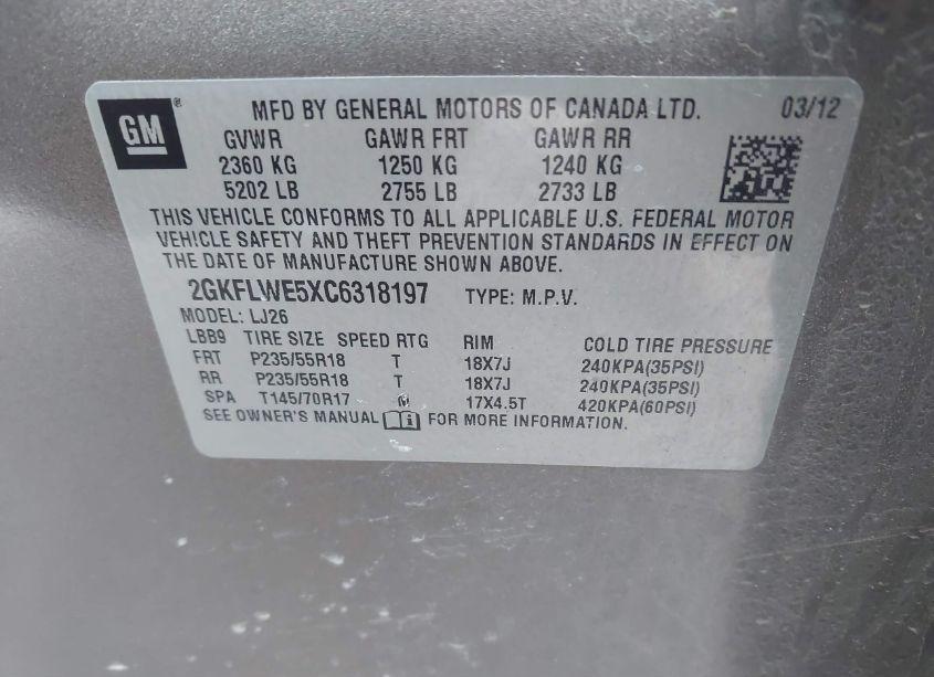 Photo 9 of 2012 Gmc Terrain SLT-2 (VIN 2GKFLWE5XC6318197)