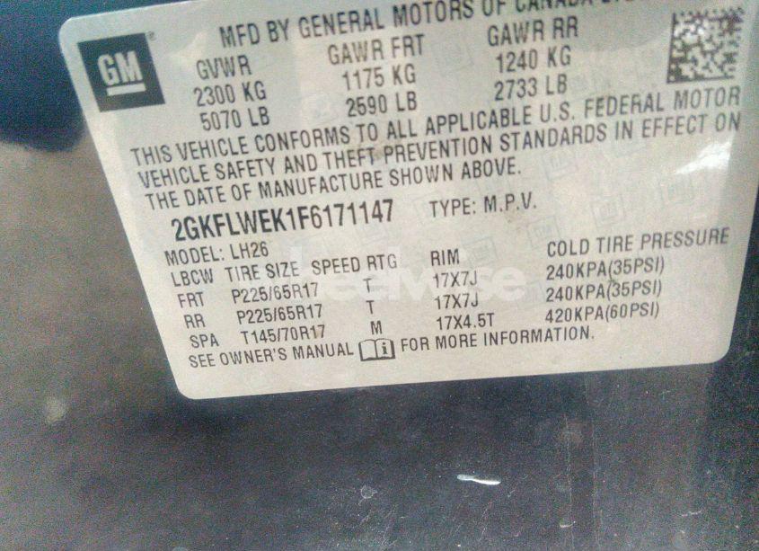 Photo 9 of 2015 Gmc Terrain SLE-2 (VIN 2GKFLWEK1F6171147)