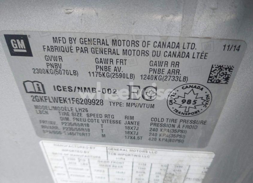 Photo 9 of 2015 Gmc Terrain SLE-2 (VIN 2GKFLWEK1F6209928)