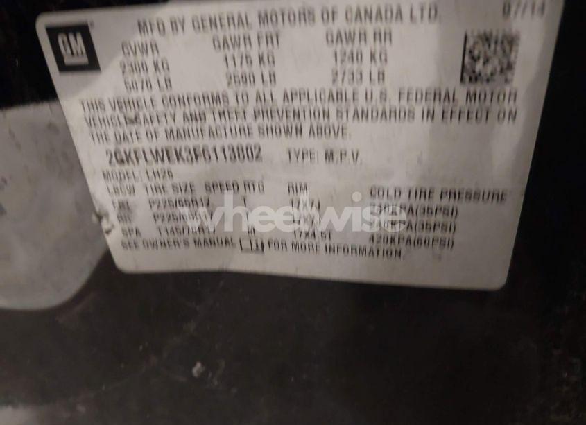 Photo 9 of 2015 Gmc Terrain SLE-2 (VIN 2GKFLWEK3F6113802)