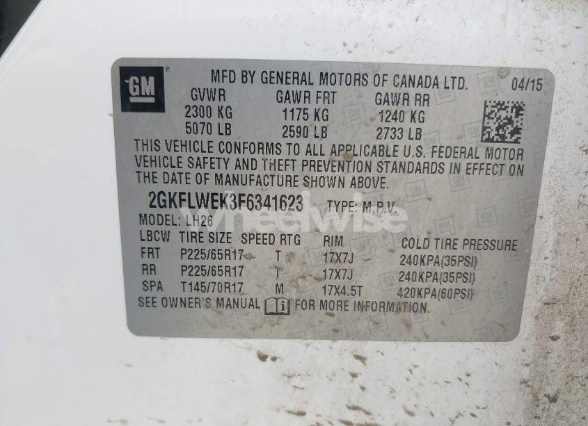 Photo 9 of 2015 Gmc Terrain SLE-2 (VIN 2GKFLWEK3F6341623)